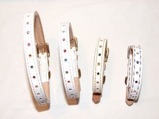 Hand-Made WHITE Leather Bridle Collar - 1/2