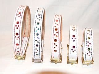 Hand-Made WHITE Leather Bridle Collar - 3/4