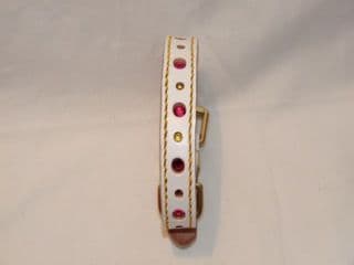 Hand-Made WHITE Leather Bridle Collar - 5/8