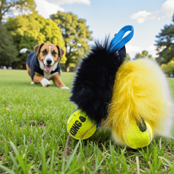 Pocket size  sheepskin tug /tennis ball
