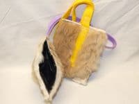 RABBIT FUR TREAT BAGS WITH VELCRO OPENING AND WATERPROOF LINER