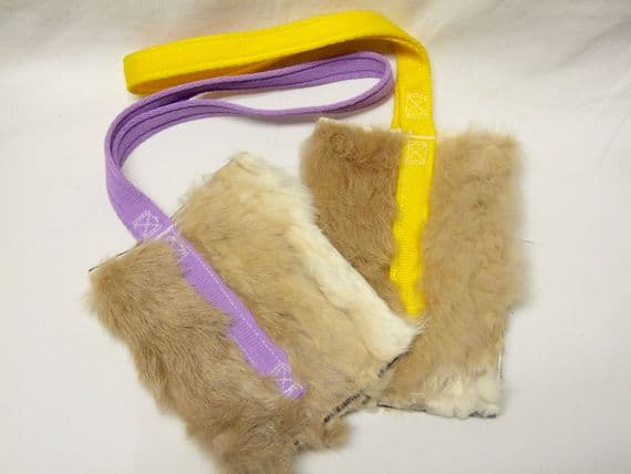 RABBIT FUR TREAT BAGS WITH VELCRO OPENING AND WATERPROOF LINER