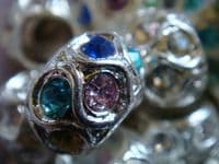 Rolled Leather Dog Collar with Crystals Beads