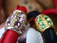 Rolled Leather Paracord Slip Lead with crystal + swivel