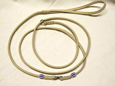 Rolled Leather Paracord Slip Lead with crystal + swivel