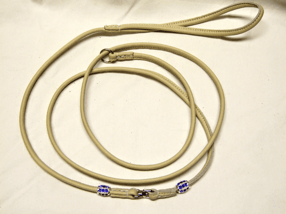 Rolled Leather Paracord Slip Lead with crystal + swivel