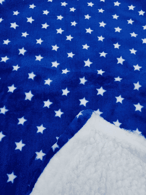 Royal blue cuddle fleece WHITE STAR blanket