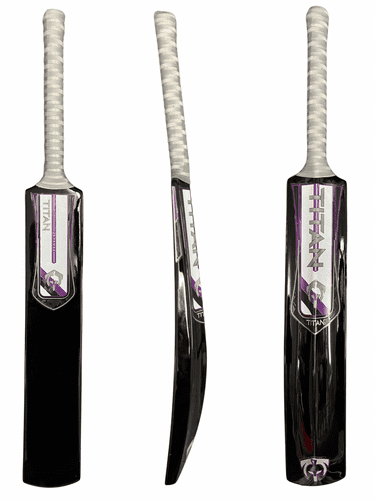 Fibre Softball Cricket Bat - Black - Purple/White Stickers Sizes:SH,H,6,5,4&3