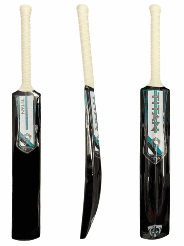 Fibre Softball Cricket Bat - Black - Teal/White Stickers Sizes:SH,H,6,5,4&3