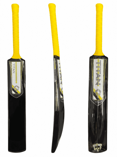 Fibre Softball Cricket Bat - Black -Yellow/White Stickers    Sizes:SH,H,6,5,4&3