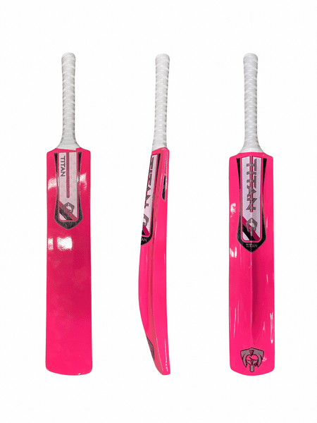 Fibre Softball Cricket Bat - Pink - Pink/White Stickers Sizes:SH,H,6,5,4&3