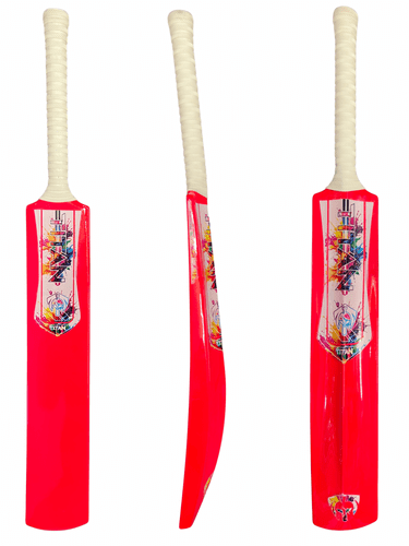 Fibre Softball Cricket Bat - Pink - Spectrum Paint Splash Stickers Sizes:SH,H,6,5,4&3