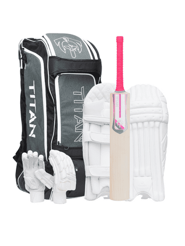 Titan Grade 1 SH Bat, Players Grade Pads, Gloves & Deluxe Wheelie Duffle Bag