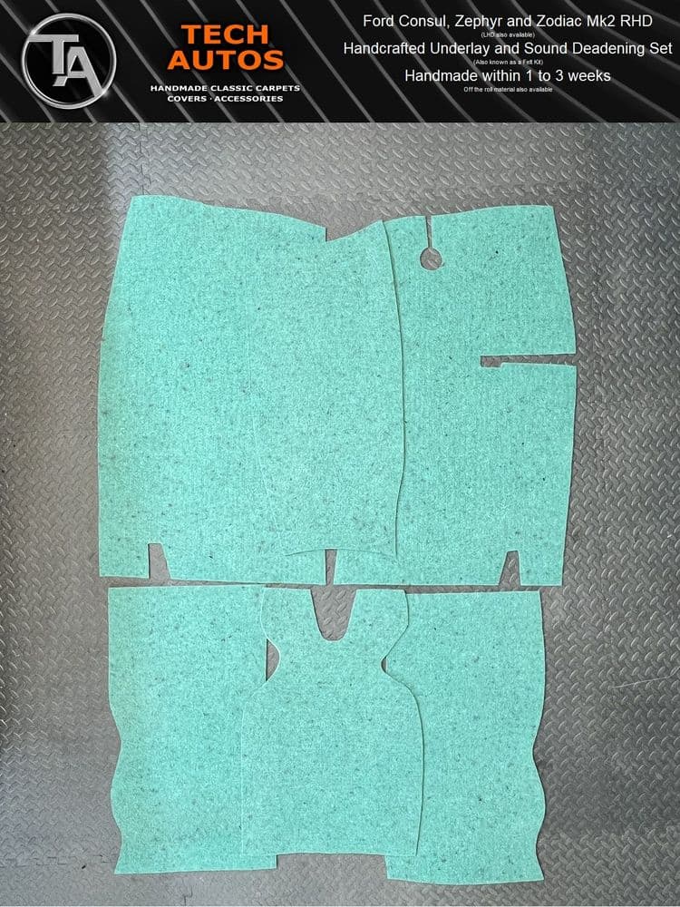 Ford Zephyr MK2 Underlay & Sound Deadening Set Handmade to Order