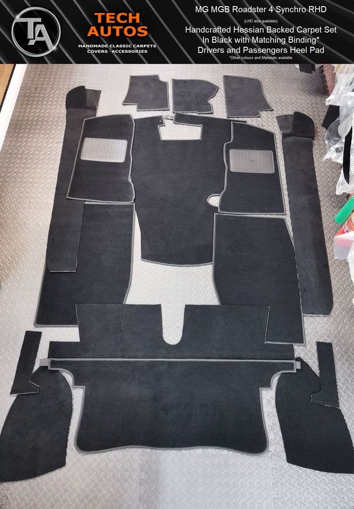 MGB Roadster Handmade Carpet Set Hessian Backed