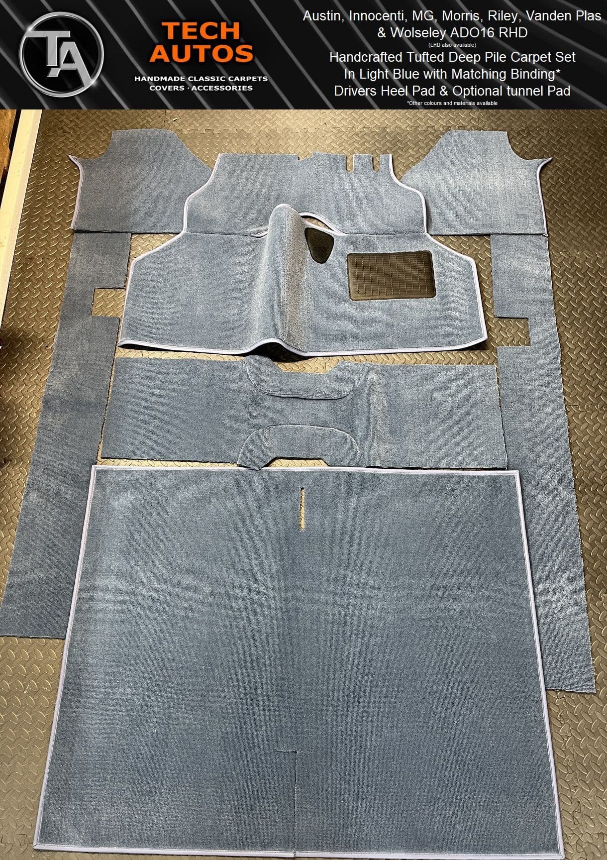 Morris 1100 & 1300 ADO16 Carpet Set in Tufted Deep Pile