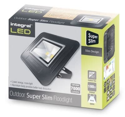 100W LED Floodlight Slim Edition | IP67 Waterproof | 1000 Watt Equivalent | Cool White|INTEGRAL
