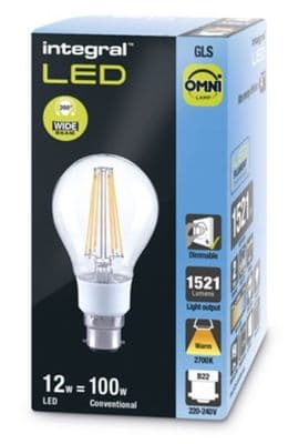 100W Traditional Filament LED | Dimmable Bulb | Warm White | Integral LED