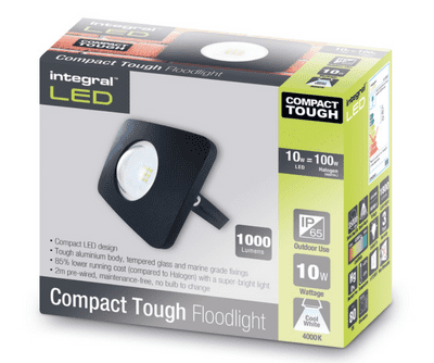 10W COMPACT TOUGH FLOODLIGHT IP65 (Black)