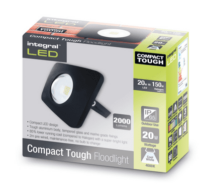 20W COMPACT TOUGH FLOODLIGHT IP65 (Black)