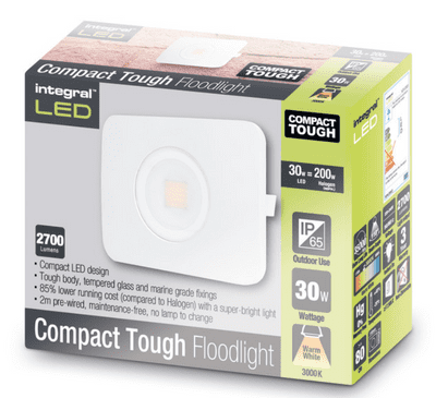 30W COMPACT TOUGH FLOODLIGHT IP65 (Warm White)