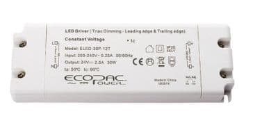 30W TRIAC DIMMABLE  24V DC IP20 LED Driver