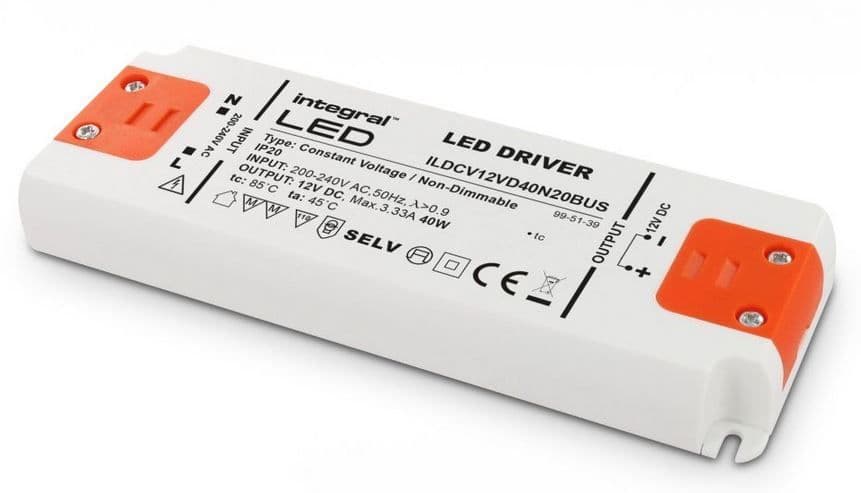 40 Watt LED Driver 12V Constant Voltage Non-Dimmable INTEGRAL