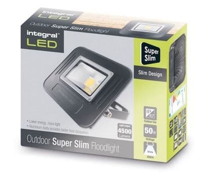 50W LED Floodlight Slim Edition | IP67 Waterproof | 500 Watt Equivalent | Cool White|INTEGRAL