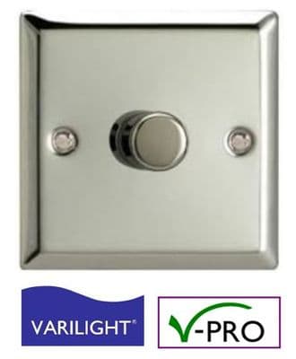 Chrome LED Dimmer Switch | VARILIGHT Intelligent Trailing-Edge (V-Pro) | 1 Gang