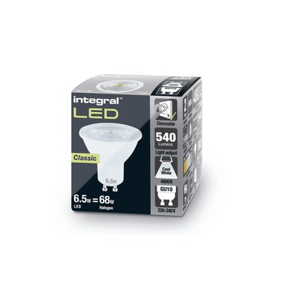 CLASSIC GU10 BULB 520LM 4.9W 4000K DIMMABLE 55 BEAM INTEGRAL