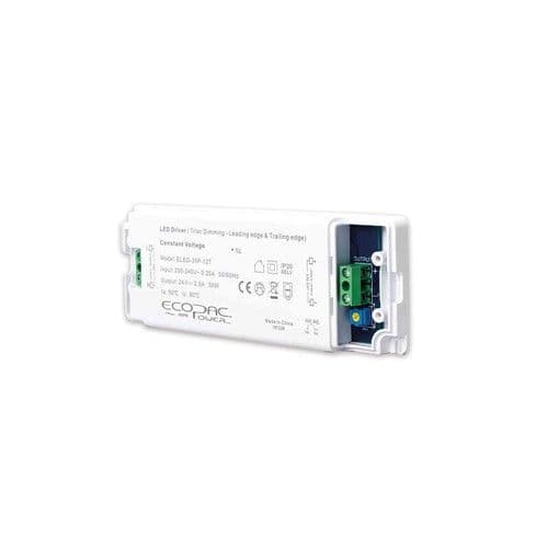 CONSTANT VOLTAGE DRIVER 30W 24VDC IP20 TRIAC DIMMABLE 200-240V INPUT 1.5W MIN LOAD ECOPAC POWER