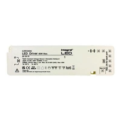 CONSTANT VOLTAGE MULTIPORT (7+1) DRIVER SENSOR DIMMABLE 60W MAX 24VDC IP20 200-240V INPUT UK PLUG