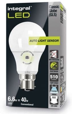 Dusk to dawn bulbs |Daylight Sensor Lamp| LED 40-60W Equivalent |Cool White| INTEGRAL LED