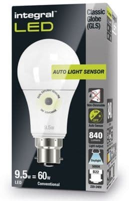 Dusk to dawn light bulbs |Daylight Cool White |Sensor Lamp| LED 60-75W Equivalent | INTEGRAL LED
