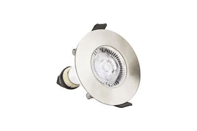 EVOFIRE FIRE RATED DOWNLIGHT 70MM CUTOUT 4PACK IP65 SATIN NICKEL ROUND +GU10 HOLDER INTEGRAL