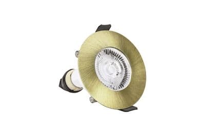 EVOFIRE FIRE RATED DOWNLIGHT 70MM CUTOUT IP65 ANTIQUE BRASS ROUND +GU10 HOLDER INTEGRAL