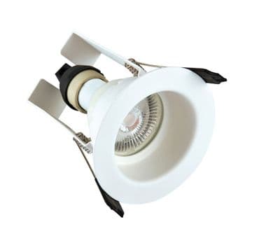 EVOFIRE FIRE RATED DOWNLIGHT 70MM CUTOUT IP65 WHITE RECESSED +GU10 HOLDER & INSULATION GUARD INTEGRA