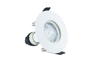 EVOFIRE FIRE RATED DOWNLIGHT 70MM CUTOUT IP65 WHITE ROUND +GU10 HOLDER INTEGRAL