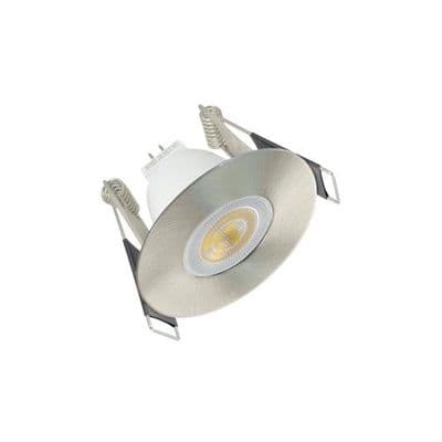 EVOFIRE MINI FIRE RATED DOWNLIGHT 45MM CUTOUT IP65 SATIN NICKEL ROUND INTEGRAL