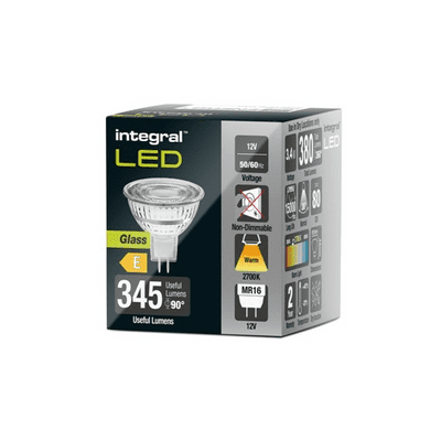 GLASS MR16 BULB GU5.3 380LM 3.4W 2700K NON-DIMM 36 BEAM INTEGRAL