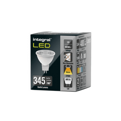 GLASS MR16 BULB GU5.3 380LM 3.4W 4000K NON-DIMM 36 BEAM INTEGRAL