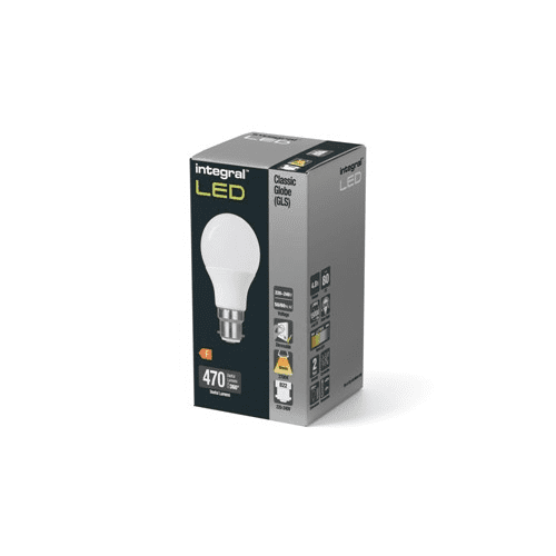 GLS BULB B22 470LM 4.8W 2700K DIMMABLE 240 BEAM FROSTED INTEGRAL