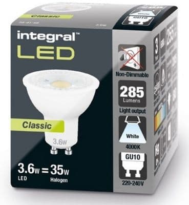 GU10 LED BULB | CLASSIC EDITION | 35W HALOGEN Equivalent | Cool White | INTEGRAL