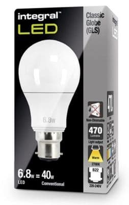LED Replacement Bulb| 40W Equivalent Light  Lamp | B22 Bayonet |  INTEGRAL