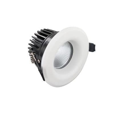 LUXFIRE FIRE RATED DOWNLIGHT 70MM CUTOUT IP65 410LM 6W 3000K 36 BEAM DIMMABLE 68LM/W WHITE INTEGRAL