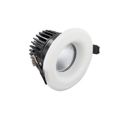 LUXFIRE FIRE RATED DOWNLIGHT 70MM CUTOUT IP65 450LM 6W 4000K 36 BEAM DIMMABLE 75LM/W WHITE INTEGRAL