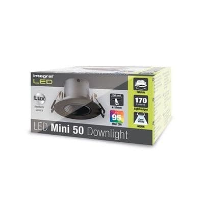 MINI TILTABLE DOWNLIGHT 50MM CUTOUT 3.3W 170LM 52LM/W 4000K 15 BEAM NON-DIM FINISH-F BLACK INTEGRAL