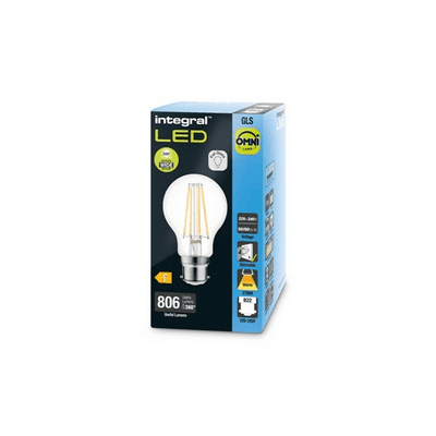 OMNI FILAMENT GLS BULB B22 806LM 7.3W 2700K DIMMABLE 320 BEAM CLEAR FULL GLASS INTEGRAL