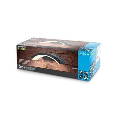 OUTDOOR DECORATIVE WALL LIGHT CURVE IP54 380LM 7.5W 4000K DOWN LIGHT DARK GREY INTEGRAL