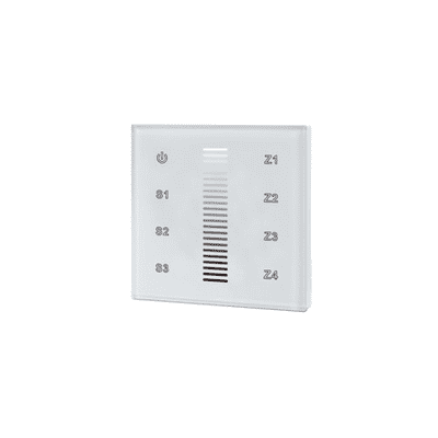 RF WALL MOUNT TOUCH REMOTE SINGLE COLOUR 4 ZONE 100-240 AC INPUT WHITE INTEGRAL